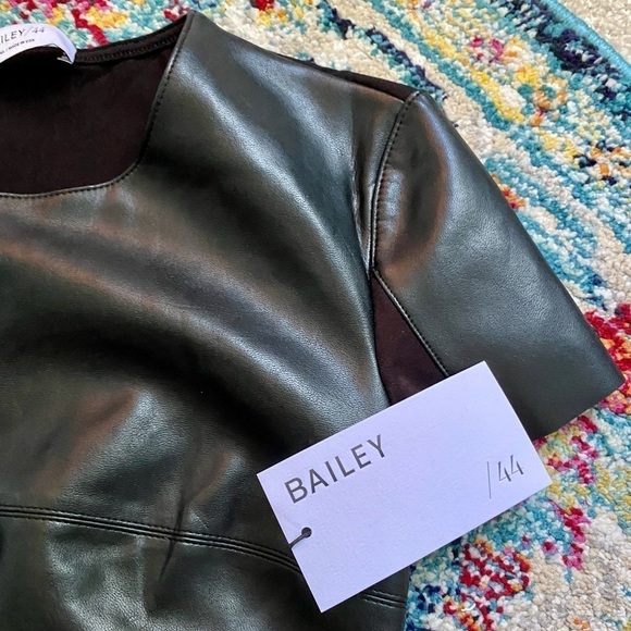 Bailey 44 New Women’s Small Hardy Black Faux-Leather Front Tee Anthropologie NWT - Picture 4 of 13